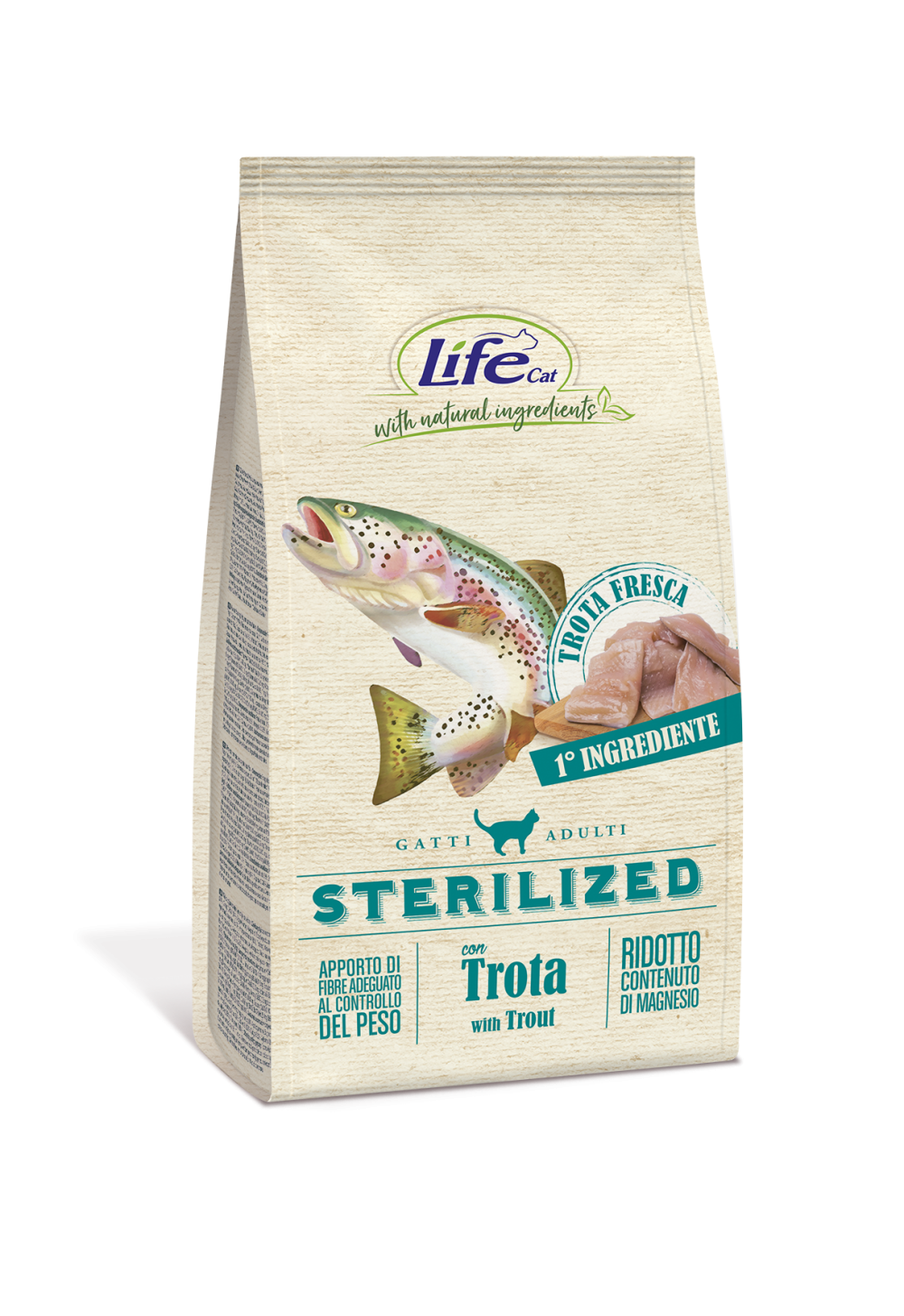 Сухой корм для кошек Lifecat Adult Sterilized Trout с форелью, для стерилизованных, 7,5кг