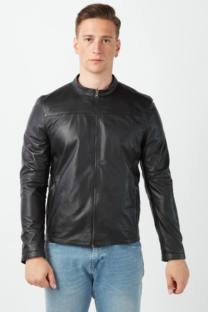 Кожаная куртка мужская Deriza DE-5358 черная S (товары доставляются из-за рубежа)
