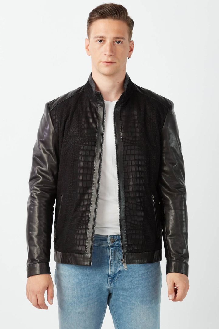 Кожаная куртка мужская Deriza DE-8718-2 черная XL (товары доставляются из-за рубежа)