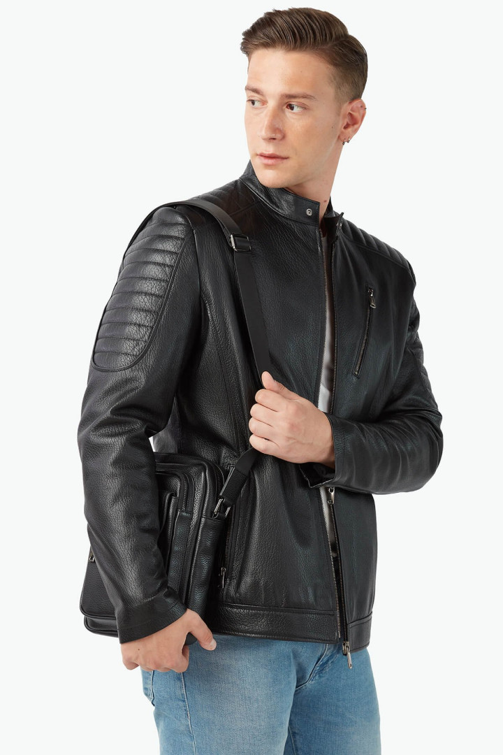 Кожаная куртка мужская Deriza DE-8722-2 черная S (товары доставляются из-за рубежа)