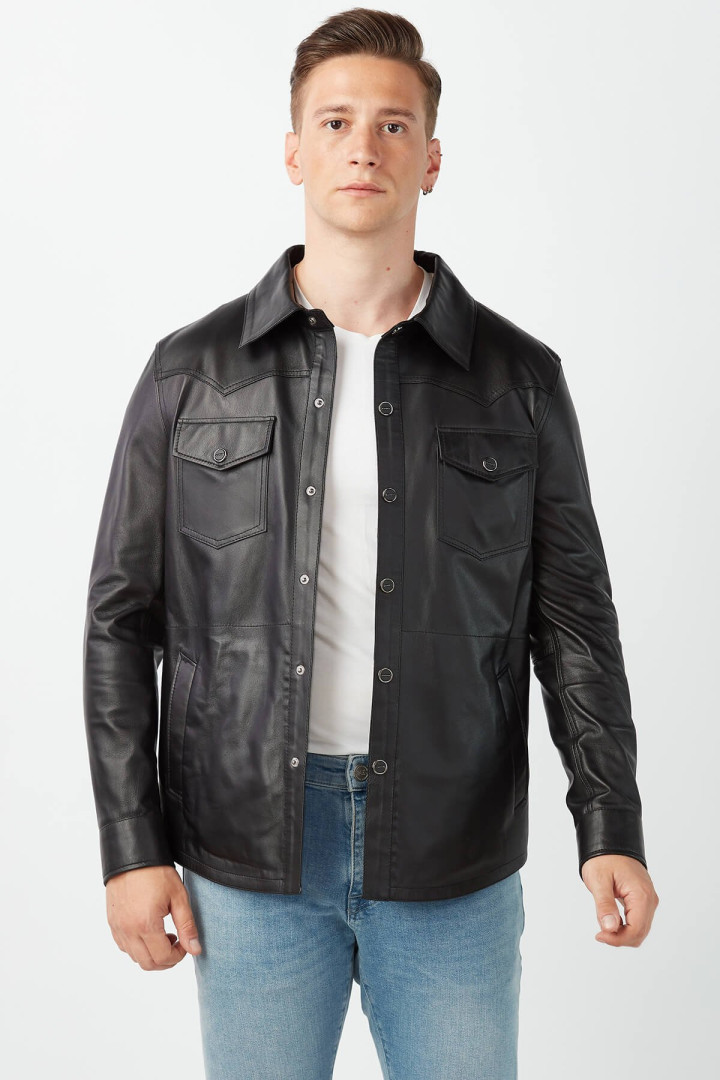 Кожаная куртка мужская Deriza DE-8774gmlk черная L (товары доставляются из-за рубежа)