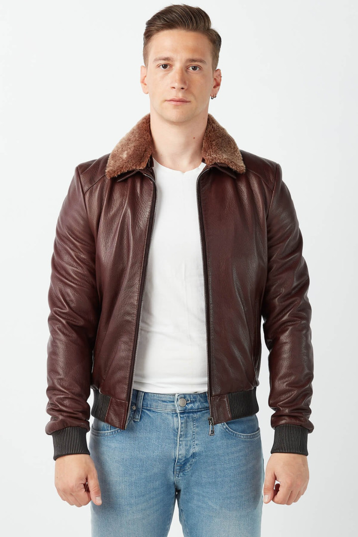 Кожаная куртка мужская Deriza DE-8823-2 коричневая M (товары доставляются из-за рубежа)
