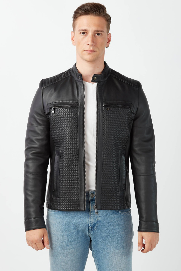 Кожаная куртка мужская Deriza DE-8832S черная XL (товары доставляются из-за рубежа)