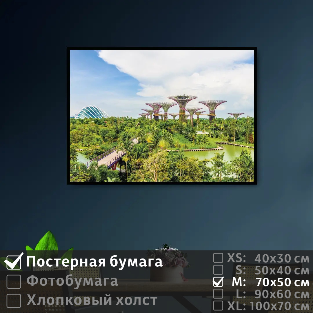 

Постер на стену ПолиЦентр Архитектура и зелень садов сингапур 70х50 см, АрхитектураИЗеленьСадовСингапур