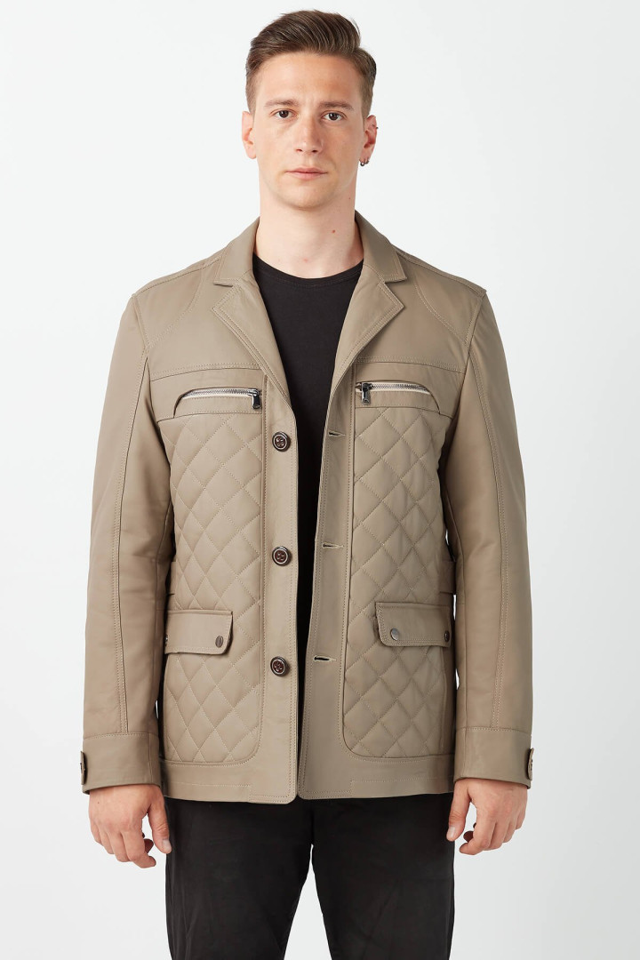 

Кожаная куртка мужская Deriza DE-8839 бежевая 2XL (товары доставляются из-за рубежа), Бежевый, DE-8839