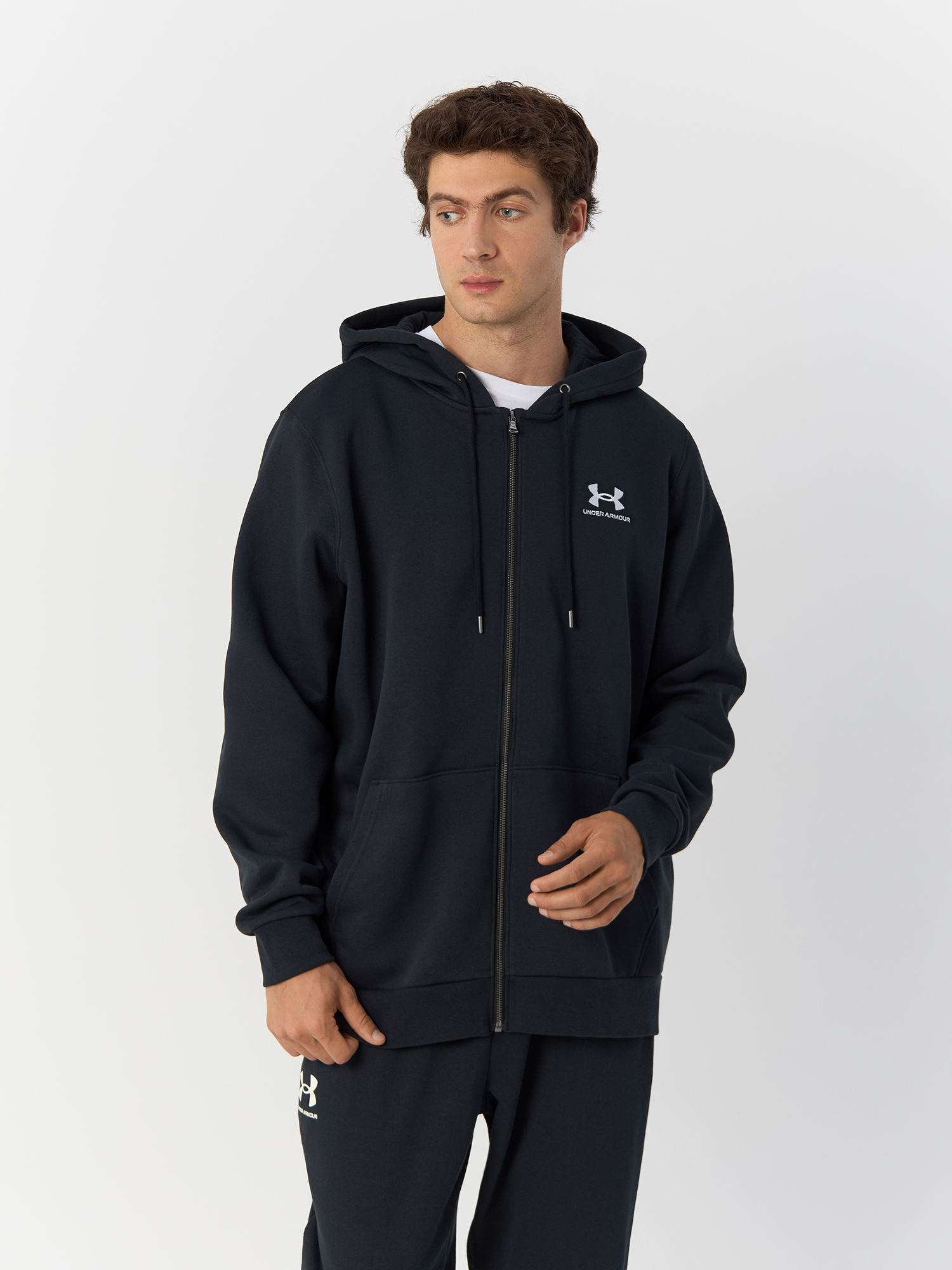 

Толстовка Under Armour UA Essential Fleece FZ Hood мужская, чёрная, размер SM, 1373881, Черный, Essential Fleece FZ