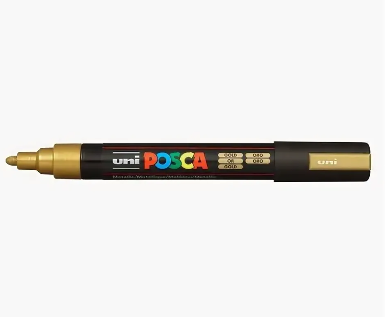 Маркер Uni POSCA PC-5M 1,8-2,5мм овальный (золотой (gold) 25) 100028044199 разноцветный