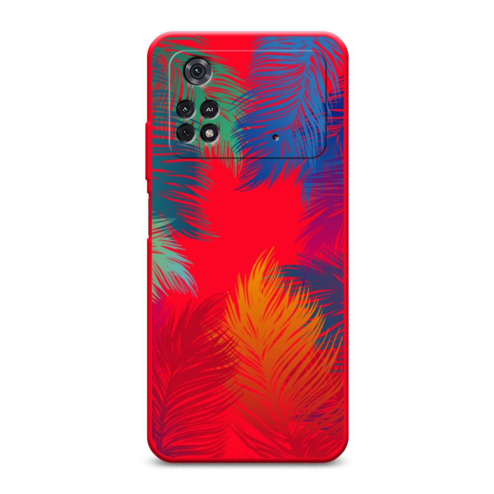 фото Матовый силиконовый чехол "рамка из перьев" на xiaomi poco m4 pro 4g awog