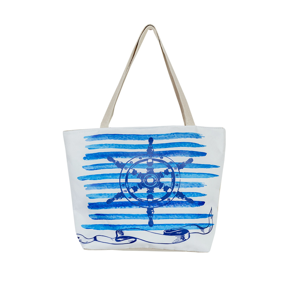 Пляжная сумка женская RETTAL HM1844, голубой/белый
