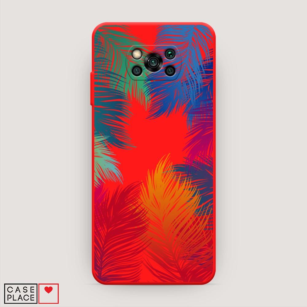 фото Матовый силиконовый чехол "рамка из перьев" на xiaomi poco x3 pro awog