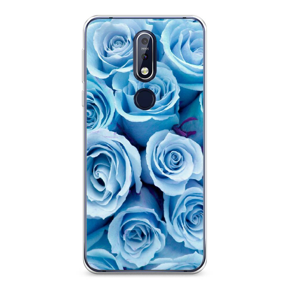 

Чехол Awog на Nokia 7.1 / Нокиа 7.1 "Лазурные розы", Голубой, 122050-8