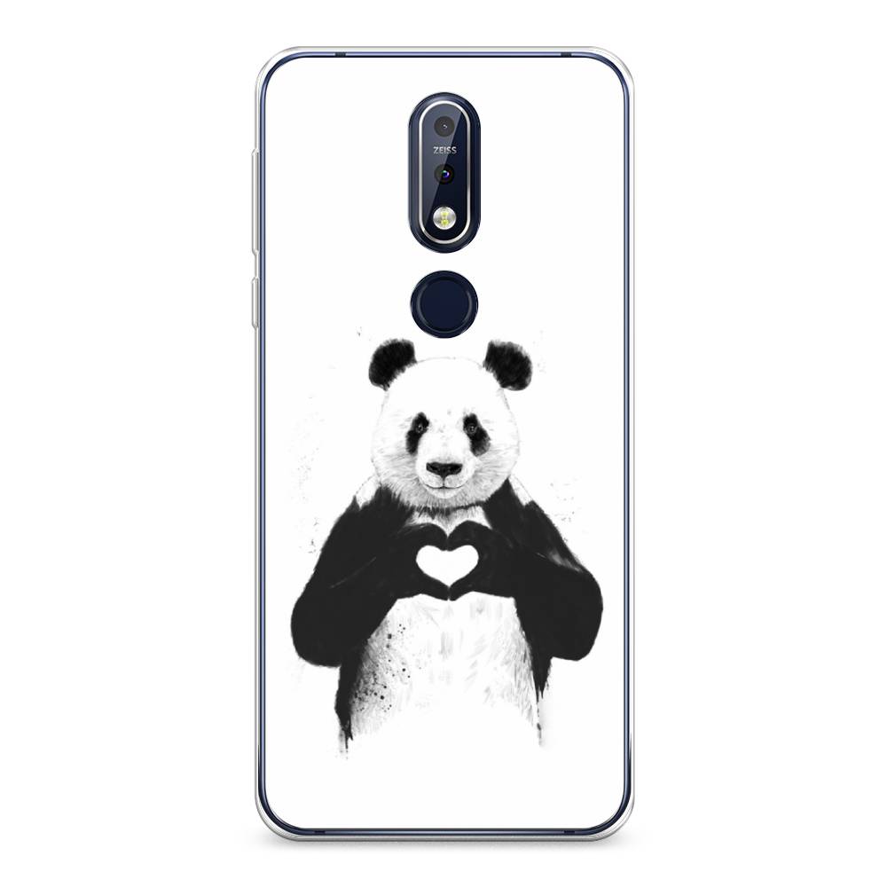 

Чехол Awog на Nokia 7.1 / Нокиа 7.1 "Панда love", Серебристый, 122050-10