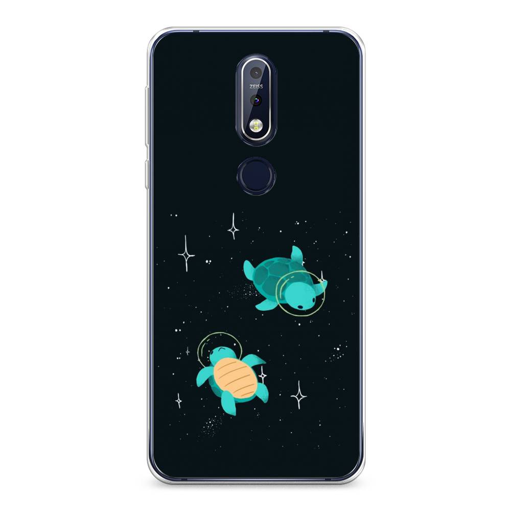 

Чехол Awog на Nokia 7.1 / Нокиа 7.1 "Черепашки космонавты", Черный;синий, 122050-4