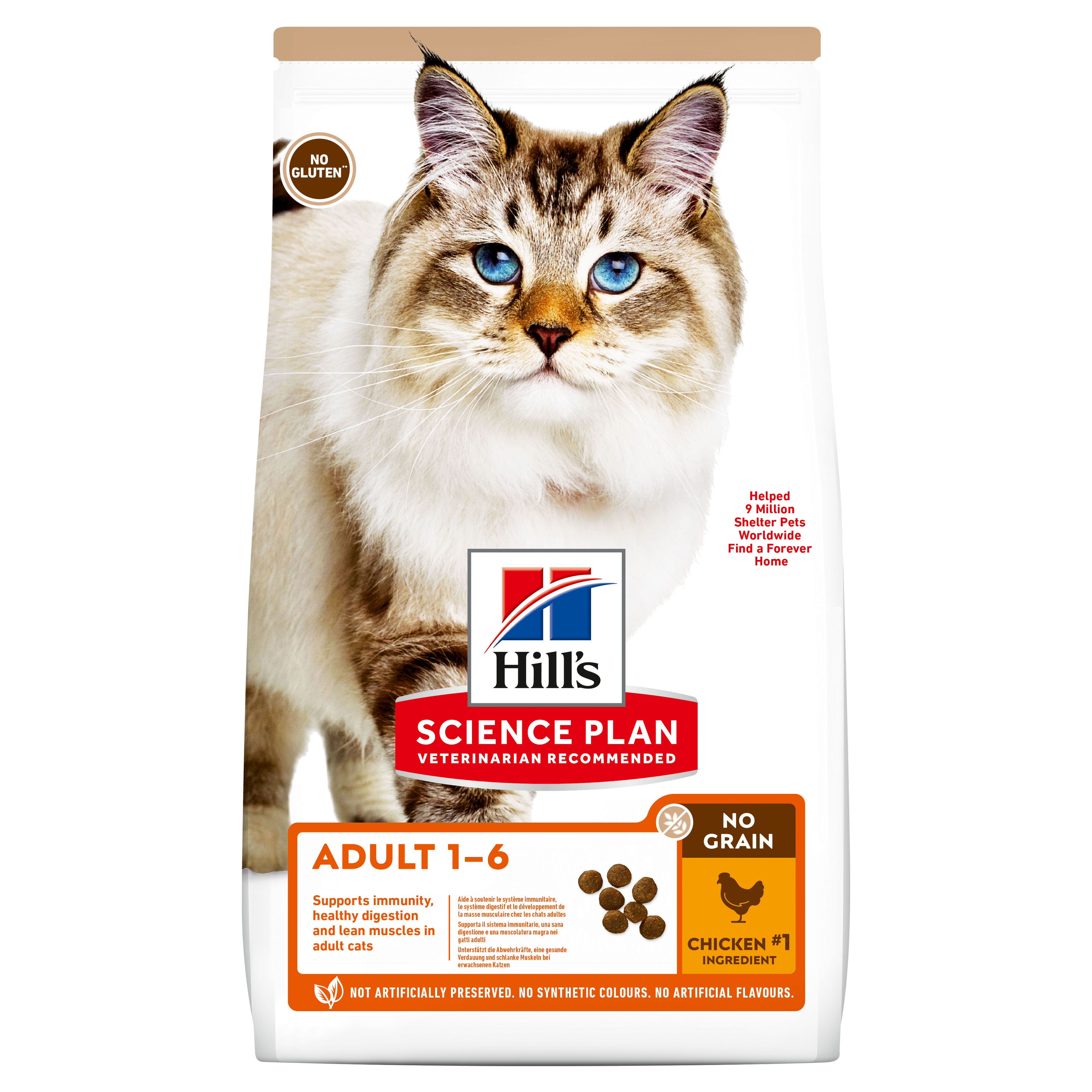 фото Беззлаковый сухой корм hill's science plan no grain для взрослых кошек; с курицей; 1.5 кг