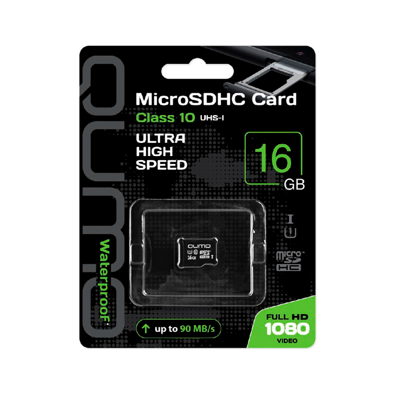 Карта памяти QUMO Micro SDHC 16Гб (QM16GMICSDHC10U1NA)