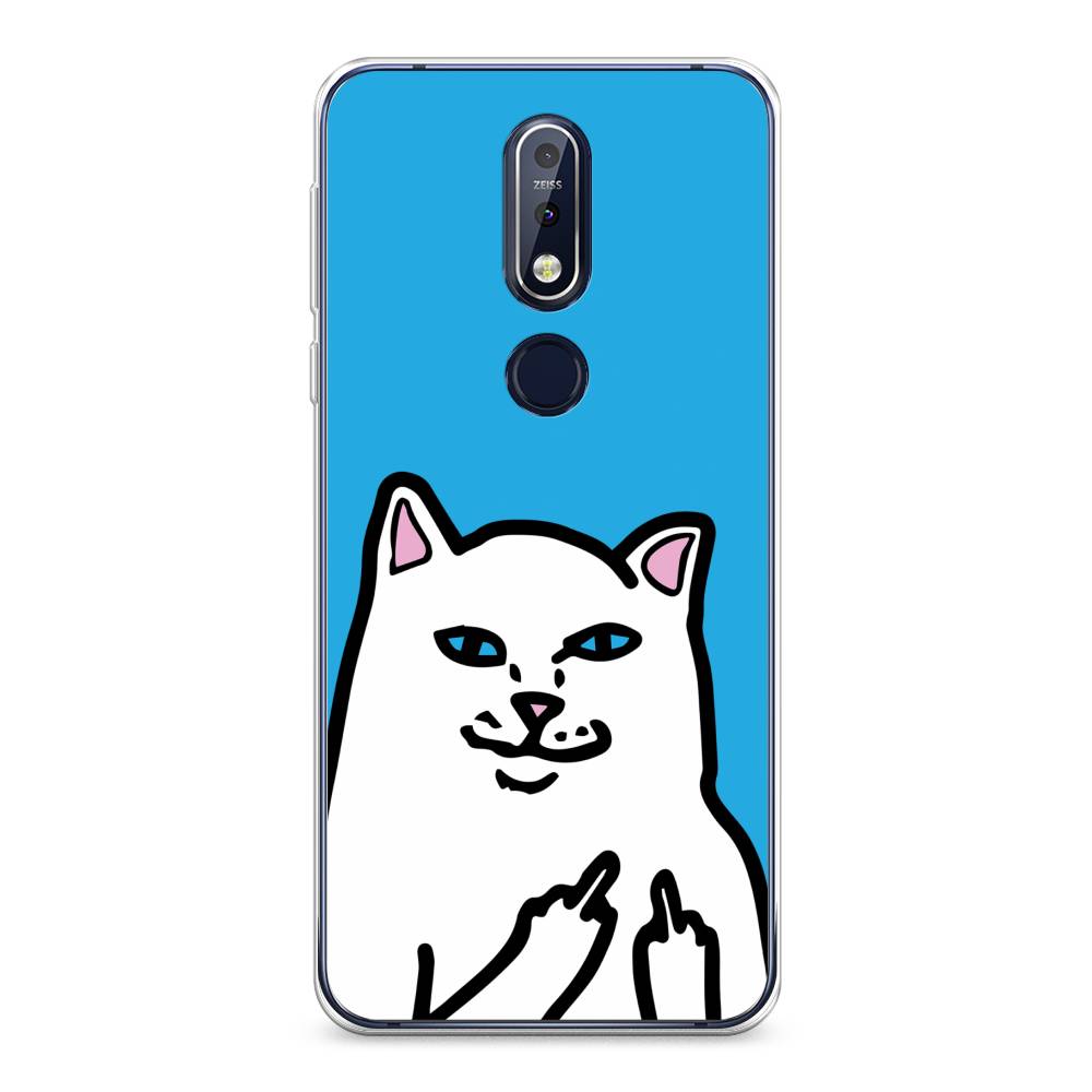 

Чехол Awog на Nokia 7.1 / Нокиа 7.1 "Кот жесть", Белый;голубой;черный, 122050-9