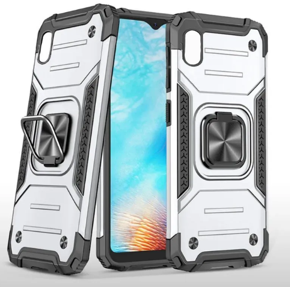 

Противоударный чехол для iPhone X, XS серебро с пластиной для магнитного автодержателя, Серебристый