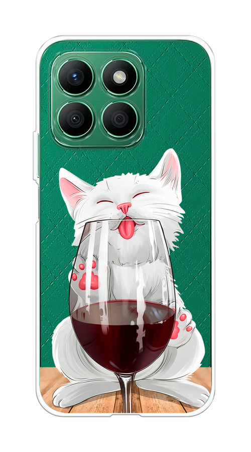 

Чехол на Honor X8B "Кот с бокалом", Прозрачный;белый;красный, 6123250-1