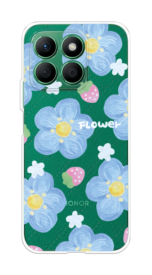 

Чехол на Honor X8B "Цветы и клубники", Прозрачный;голубой;белый, 6123250-1
