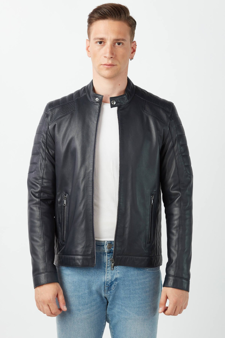 

Кожаная куртка мужская Deriza DE-200897 синяя 2XL (товары доставляются из-за рубежа), Синий, DE-200897