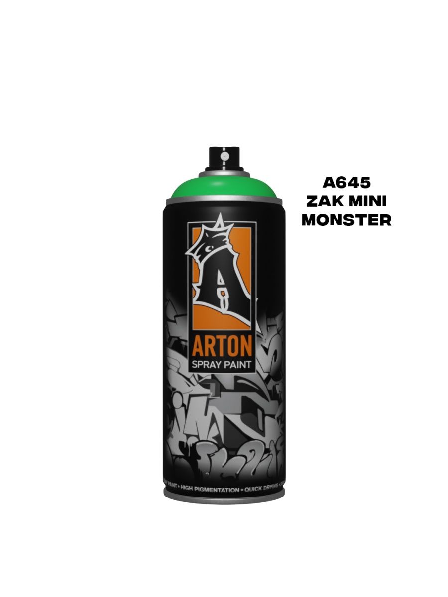 фото Аэрозольная краска arton a645 zak mini monster 520 мл зеленая