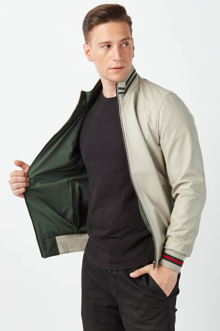 Кожаная куртка мужская Deriza DE-E35 бежевая XL (товары доставляются из-за рубежа)