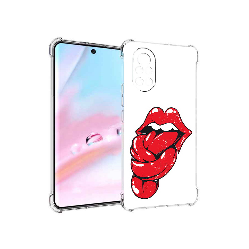 Чехол MyPads яркие губы с языком для Huawei Nova 8 (ANG-LX1)