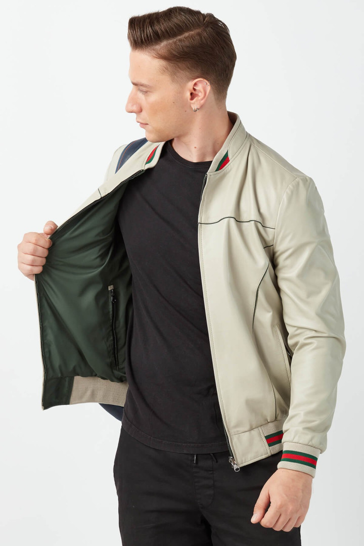 Кожаная куртка мужская Deriza DE-END449 бежевая XL (товары доставляются из-за рубежа)