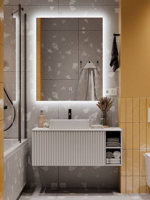зеркало для ванной акваль лофт в2 4 04 8 0 0 с полками 80x70 см дуб вотан Зеркало Slavio Maluchini 80x70 c нейтральной LED-подсветкой и антизапотеванием