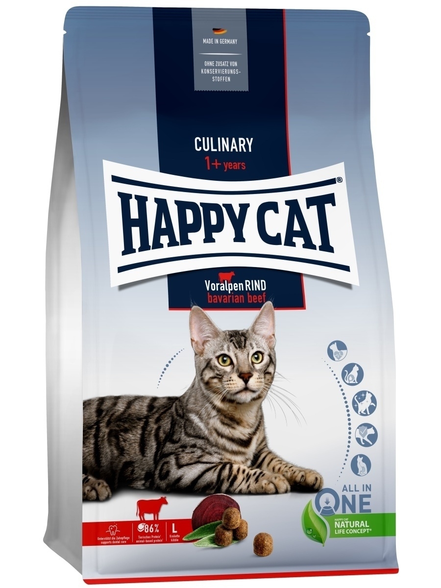 фото Сухой корм для кошек happy cat culinary adult альпийская говядина, 4 кг