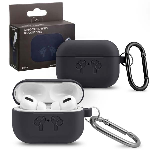 фото Чехол для airpods pro hang silicon сase с карабином hf black nobrand