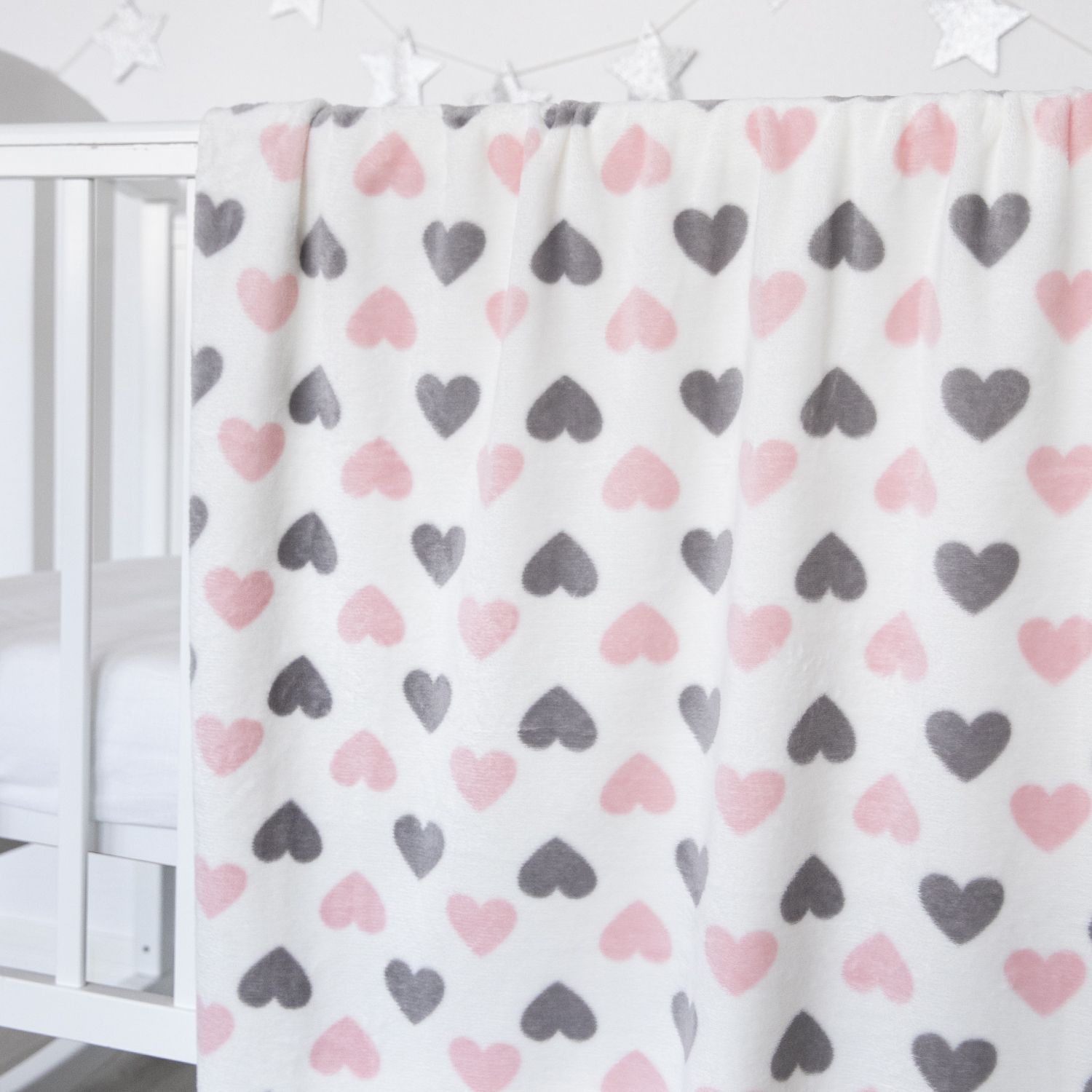 

Плед детский для новорожденных Baby Nice Сердечки белый