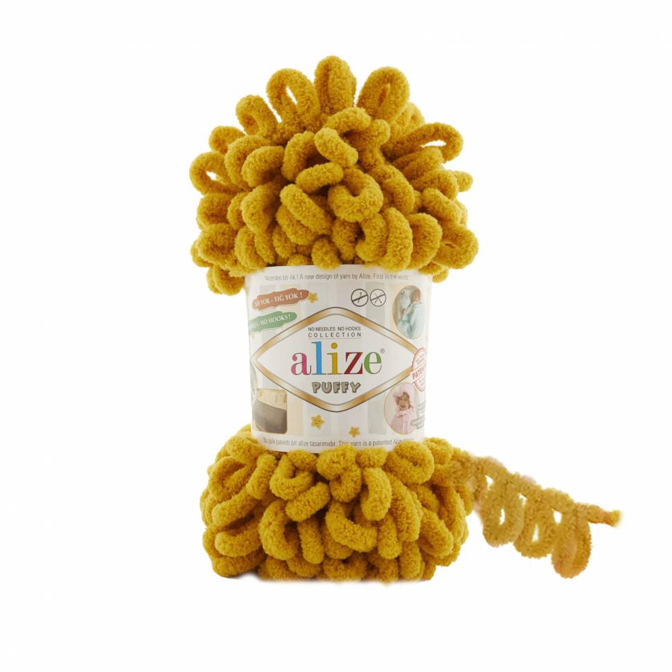 

Пряжа Alize 224844 Пуффи 02 шафран, Оранжевый, Puffy