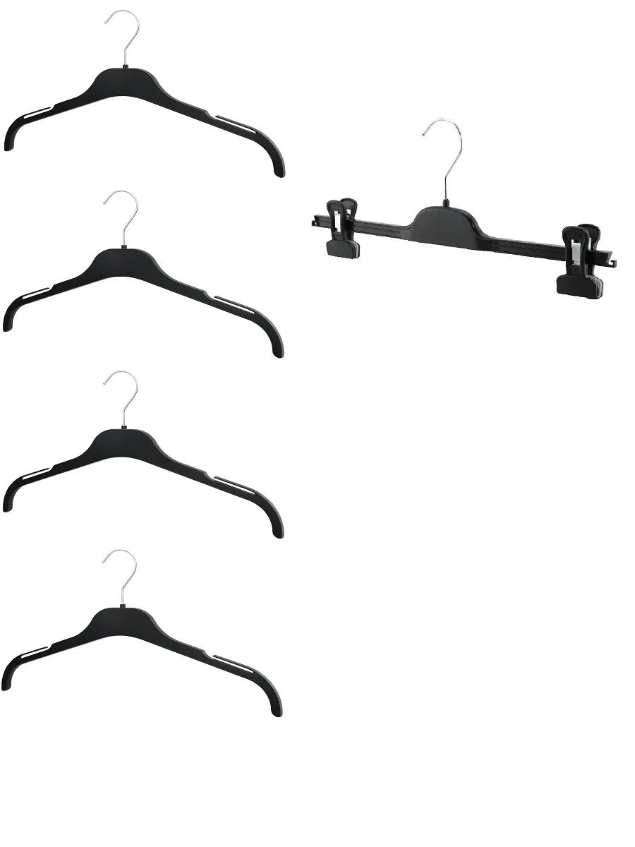

Набор вешалок Valexa БЛ-33 блузочная, черная, 4шт + PV-36 брючная, черная, 1шт, Черный