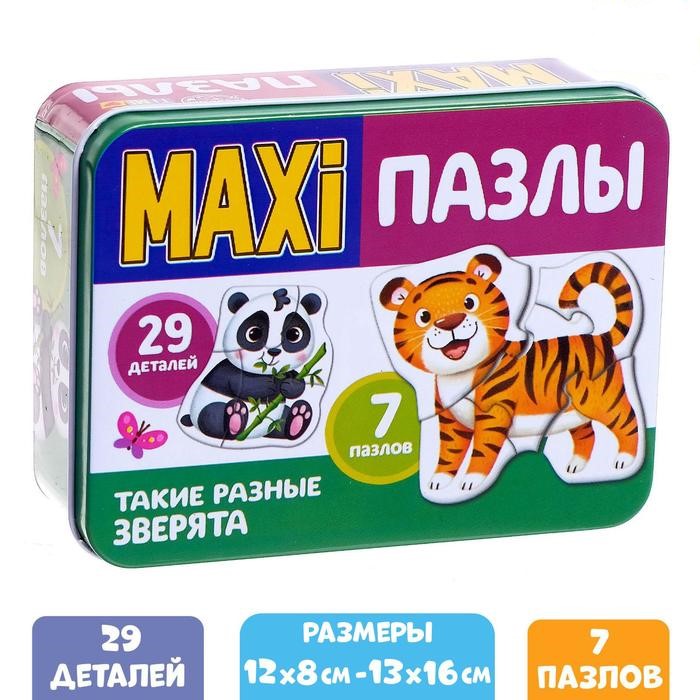 фото Пазл puzzle time в металлической коробке такие разные зверята 29 дет. 5800952