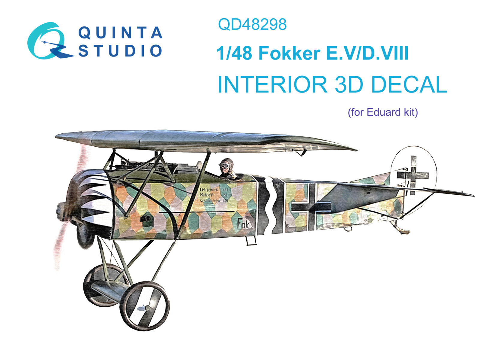 3D Декаль интерьера Quinta Studio 1/48 кабины Fokker EV-DVIII Eduard QD48298