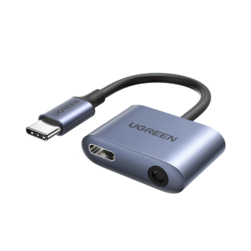 Адаптер UGREEN CM231 (60164) USB-C to 3.5mm Audio Adapter with PD серый