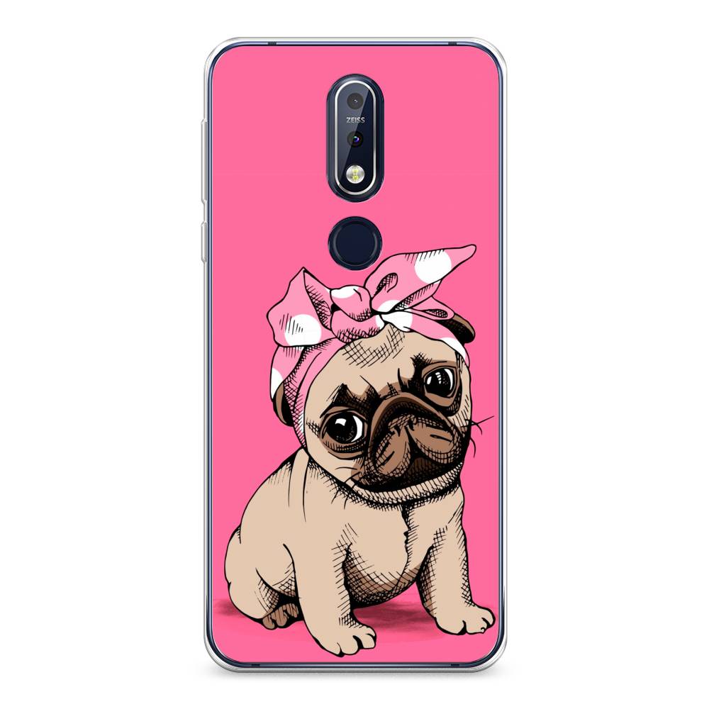 

Чехол Awog на Nokia 7.1 / Нокиа 7.1 "Dog Pin-Up", Розовый;бежевый, 122050-2