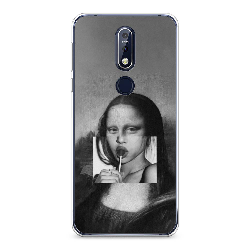 

Чехол Awog на Nokia 7.1 / Нокиа 7.1 "Mona Lisa sucking lollipop", Серый, 122050-9