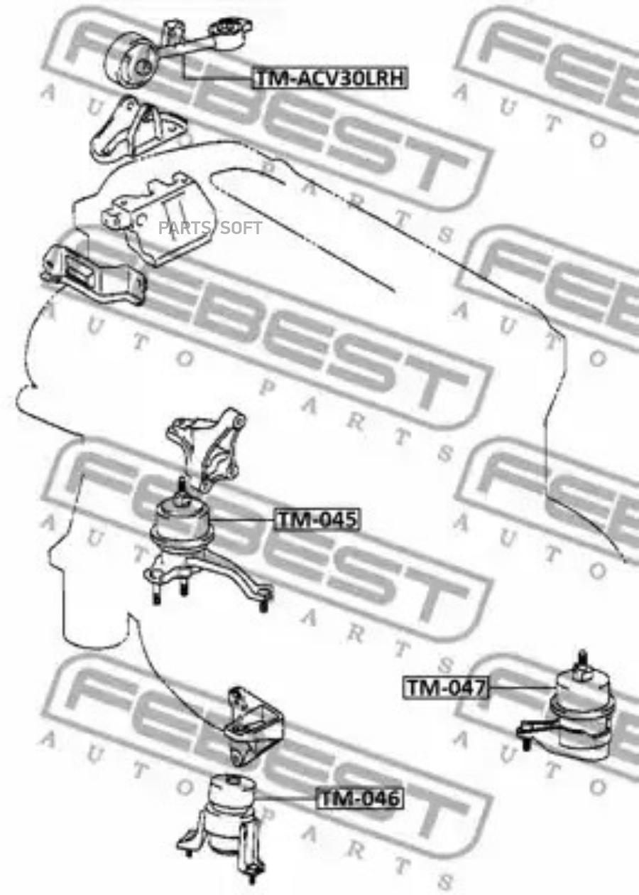 

FEBEST ПОДУШКА ДВИГАТЕЛЯ ПРАВАЯ AT (TOYOTA CAMRY ACV3MCV3 2001-2006) FEBEST FEBEST tm-045