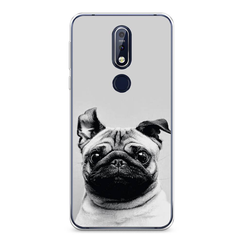 

Чехол Awog на Nokia 7.1 / Нокиа 7.1 "Ушастый мопс", Серый, 122050-1