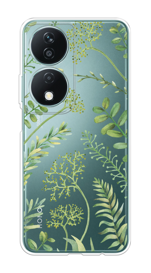 

Чехол на Honor X7B "Green Leaves", Зеленый;прозрачный, 6123350-1