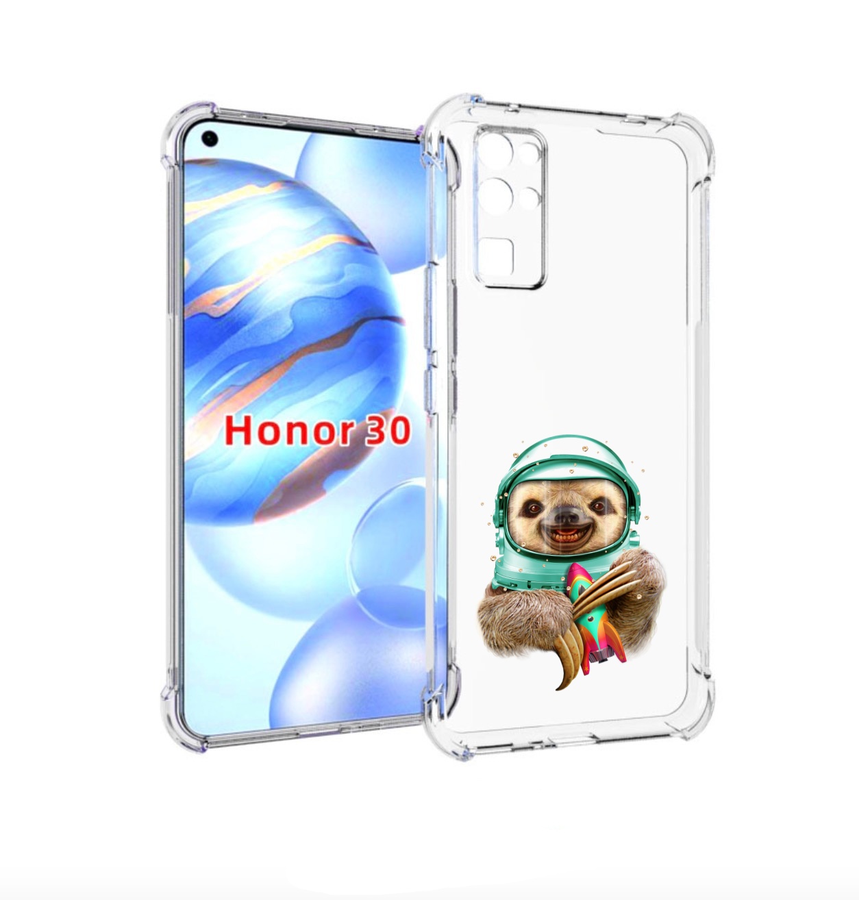

Чехол бампер MyPads Ленивец астронавт для Honor 30 (BMH-AN10) пр, Прозрачный, Tocco