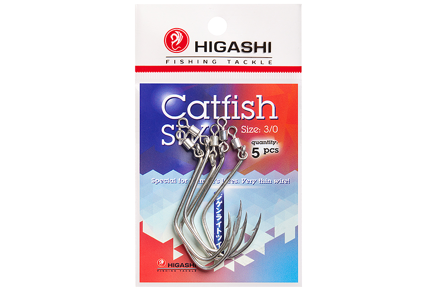 Крючки одинарные для рыбалки HIGASHI Catfish #3/0 Tin SW (5 pcs)