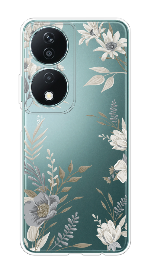 

Чехол на Honor X7B "Цветы сепия", Серый;прозрачный;зеленый;белый, 6123350-1