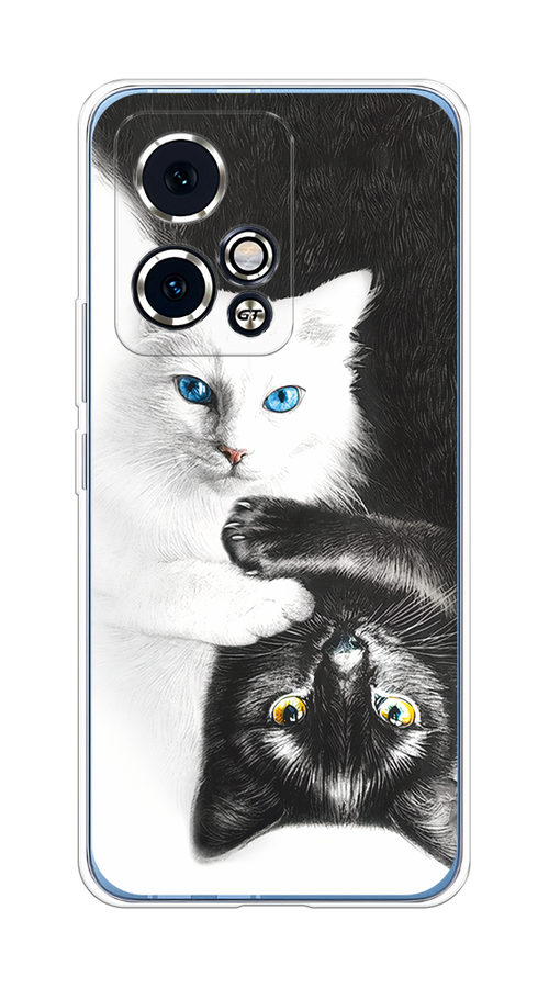 

Чехол на Honor 90 GT "Коты Инь-Янь", Черный;белый;голубой, 6123450-1