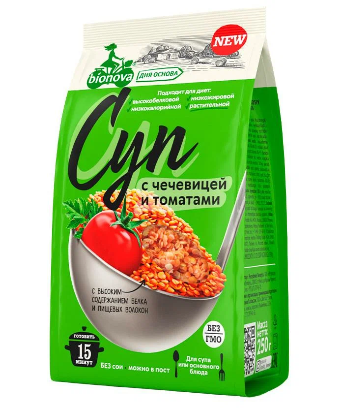

Суп Bionova с чечевицей и томатами, 250 г