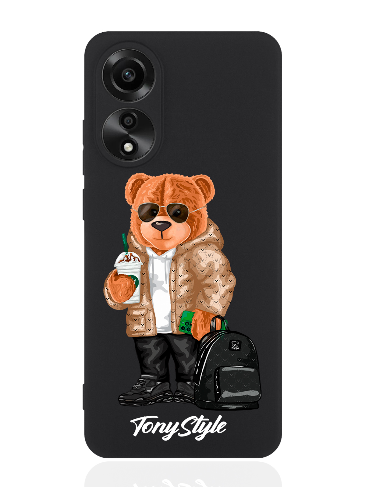

Чехол для смартфона Oppo A78 4G черный силиконовый Tony Style в очках, Коричневый;черный;белый, Oppo A78 4G