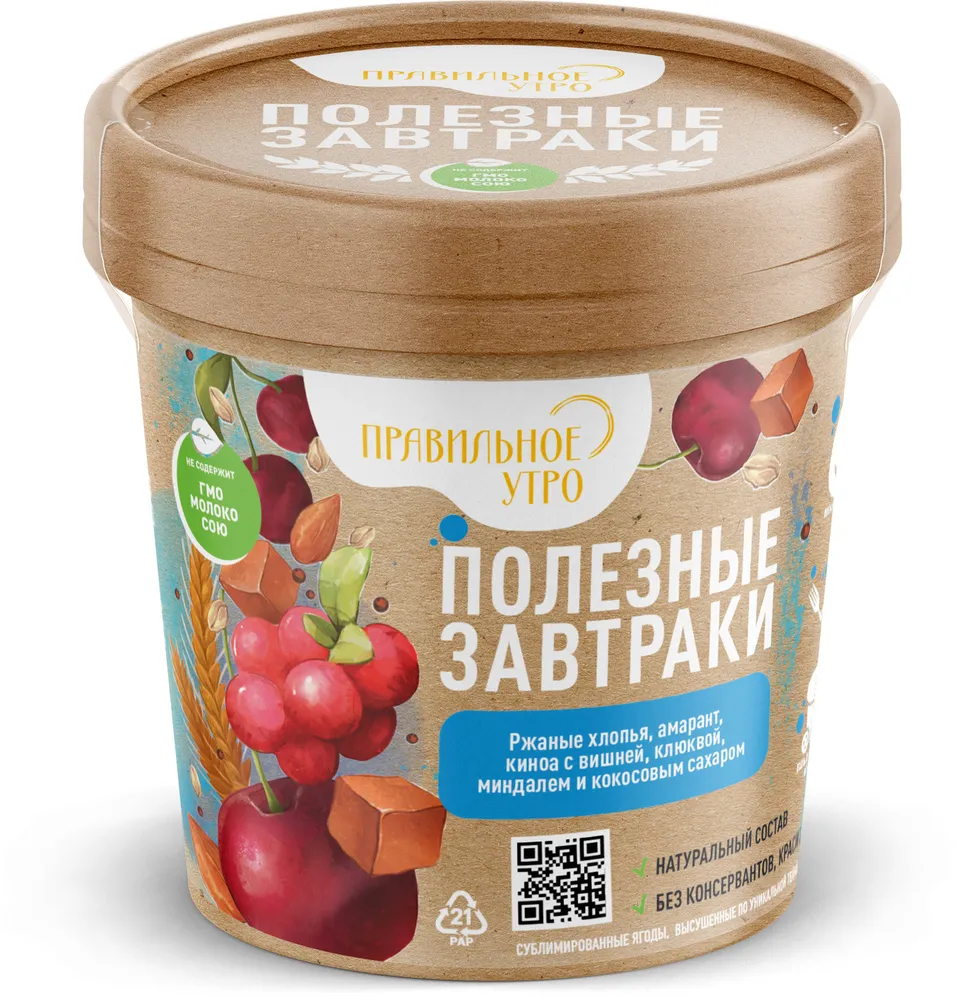 

Хлопья ржаные Правильное утро Полезные завтраки 65 г