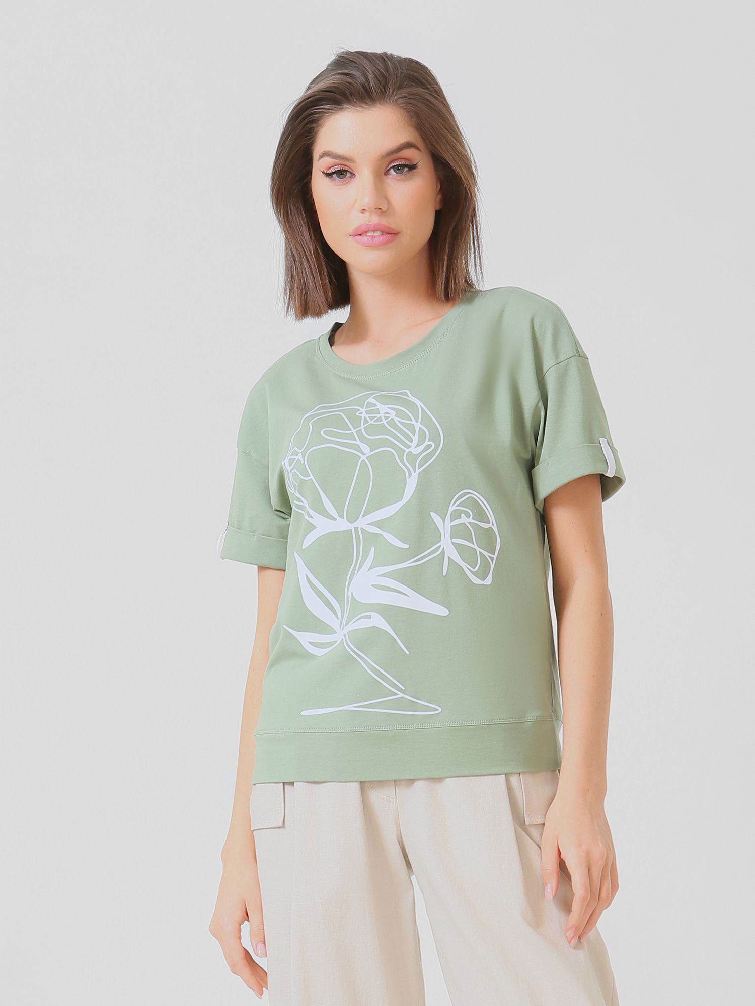 

Футболка женская Lo 12221007 зеленая 48 RU, 12221007